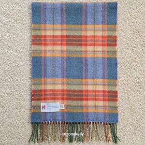 John Hanly Extra Fine Merino Wool Scarf Colorful Plaid